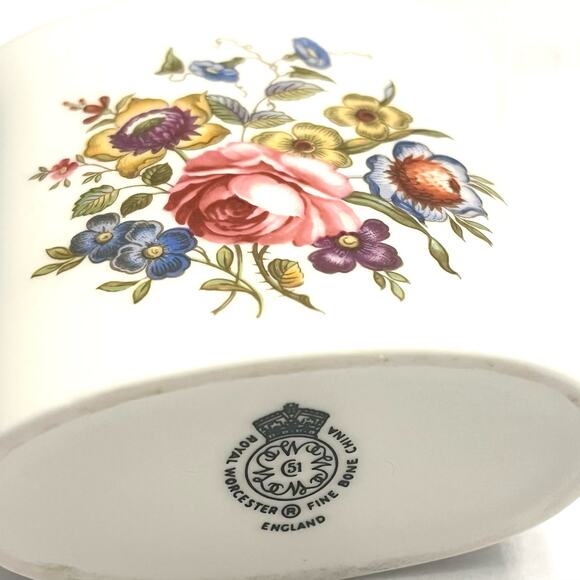 Royal Worcester Ceramic Cigarette Toothpick Holder Summer Rose Posy Vase 2.7" - Picture 4 of 5